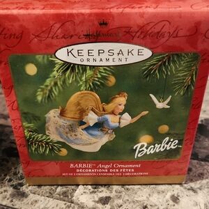 Hallmark Barbie Angel Ornament in Blue and Gold